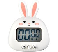 Cute Rabbit Timer, Digital Timer for Kids, Kitchen Timer for Cooking, Big Digits Loud Alarm Magnetic Backing Stand Cooking Timers for Baking (Without Battery) (White)