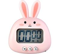 Cute Rabbit Timer, Digital Timer for Kids, Kitchen Timer for Cooking, Big Digits Loud Alarm Magnetic Backing Stand Cooking Timers for Baking (Without Battery) (Pink)