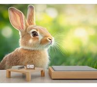 Cute Rabbit Wall Mural Fluffy Rabbit Wallpaper for Bedroom 3D Wildlife Murals Children's Animals Photo Wallpaper Clear Picture Mural for Living Room Kids Room 450 x 305 cm