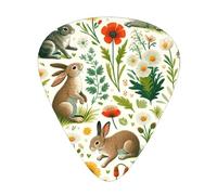 Cute-Rabbit-Watercolor 12 Pack Guitar Picks With 3 Thicknesses And Storage Box, Abs Plectrums For Electric Bass Guitar Players