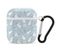 Cute Rabbits Daisy Flowers Trendy Bluetooth Earbuds Protector Cute Wireless Earbud Case Covers Compatible with Airpods 1/2