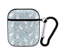 Cute Rabbits Daisy Flowers Trendy Bluetooth Earbuds Protector Cute Wireless Earbud Case Covers Compatible with Airpods 1/2