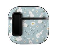Cute Rabbits Daisy Flowers Trendy Bluetooth Earbuds Protector Printed Wireless Earbud Case Covers Compatible with Airpods 4