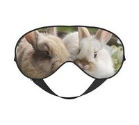 Cute Rabbits Printed Eye Mask,Blackout Sleep & Eye Mask for Women,Sleep Mask with Adjustable Strap, Suitable for Both Bedtime and Travel