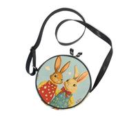 Cute Rabbits Round Small Purse Crossbody for Women Practical with Adjustable Strap Over The Shoulder Purse Go shopping Canvas Messenger