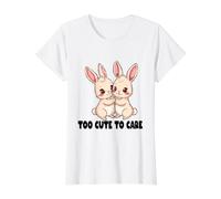 Cute Rabbits Too Cute to Care Value Graphic T-Shirt, Women, White, XL