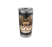 Cute Rabbitt Bunny Leopard Bow Messy Bun Stainless Steel Insulated Tumbler