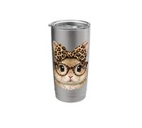 Cute Rabbitt Bunny Leopard Bow Messy Bun Stainless Steel Insulated Tumbler