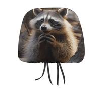 Cute Raccoon 1 PCS Car Headrest Cover Universal Headrest Covers Soft Breathable Car Head Rest Covers Set Elastic Head Rest Protector Auto Seat Cover Vehicle Accessories for Cars, Truck, Suv, Van