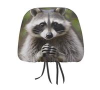 Cute Raccoon 2 PCS Car Headrest Cover Universal Headrest Covers Soft Breathable Car Head Rest Covers Set Elastic Head Rest Protector Auto Seat Cover Vehicle Accessories for Cars, Truck, Suv, Van