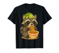 Cute Raccoon and Turtle Backpack Ramen Kawaii Raccoon Girl T-Shirt