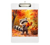 Cute Raccoon Autumn Forest Clipboard Acrylic Cute Clip Boards Letter Size Clipboard with Low Profile Metal Clip for Teacher Student Lawyer Nurse 12.5 x 9 Inches