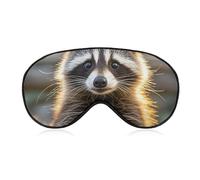 Cute Raccoon Blackout Sleep Eye Mask, Ventilated Fabric, Adjustable Wearing Style, Zero Pressure Sleeping Mask Soft Skin Friendly Eyeshade for Women Men