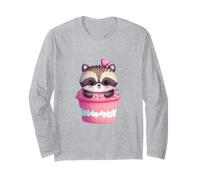 Cute Raccoon Cupcake Kawaii Animal Lover Design Long Sleeve T-Shirt