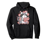 Cute Raccoon Drinking Strawberry Drink Kawaii Pullover Hoodie