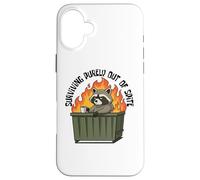 Cute Raccoon Dumpster Fire Surviving Purely Out Of Spite Case for iPhone 16 Plus