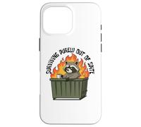 Cute Raccoon Dumpster Fire Surviving Purely Out Of Spite Case for iPhone 16 Pro Max