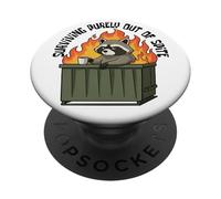 Cute Raccoon Dumpster Fire Surviving Purely Out Of Spite PopSockets Adhesive PopGrip
