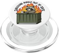Cute Raccoon Dumpster Fire Surviving Purely Out Of Spite PopSockets PopGrip for MagSafe