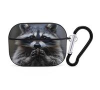 Cute Raccoon Eating Earphone Case PC Bluetooth Earbud Cove Headphone Cases Compatible with Airpods Pro Black-style