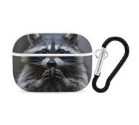 Cute Raccoon Eating Earphone Case PC Bluetooth Earbud Cove Headphone Cases Compatible with Airpods Pro White-style