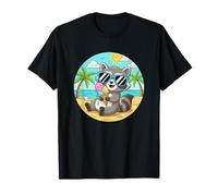 Cute Raccoon Eating Ice Cream On Sunny Beach T-Shirt
