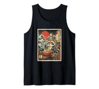 Cute Raccoon Eating Ramen Japanese Great Wave Art Tank Top