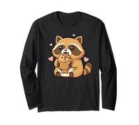 Cute Raccoon Eating Taiyaki Cartoon Kawaii Long Sleeve T-Shirt