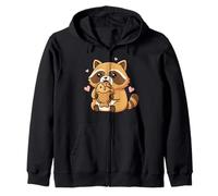 Cute Raccoon Eating Taiyaki Cartoon Kawaii Zip Hoodie