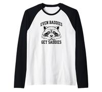 Cute Raccoon Even Baddies Get Saddies Raglan Baseball Tee