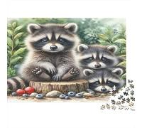 Cute Raccoon Family 1000 Piece S Classic Jigsaw Puzzle Adults Kids Impossible Difficult Game Decompression Wall Decor 70x50cm/1000pcs