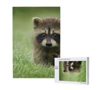Cute Raccoon Fashion Printed,1000 Pieces Wooden Jigsaw Family Game Jigsaw Puzzles for Adults Teens