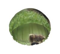 Cute Raccoon Fashion Printed,Shower Cap Nightcap Double Layer Waterproof Elastic Bath Cap Reusable Hair Cap
