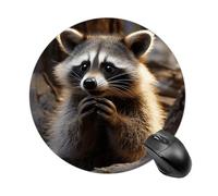 Cute Raccoon Gaming Mouse Pad Funny Mousepad with Non-Slip Rubber Base Cute Mouse Pads for Desk for Women Small Portable Mouse Mat for Laptop Mini Computer Mousepads 7.8x7.8 Inches