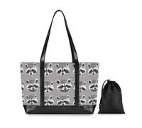 Cute Raccoon Grey Trendy Laptop Handbag with Zipper Nurse Work Bags for Nurse Work with maletin ejecutivo para mujer