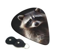 Cute Raccoon Guitar Plectrums, 6 Guitar Plectrums, Printed on both sides for Electric Guitar Bass Ukulele (0.46 mm 0.71 mm 0.96 mm)