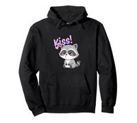 Cute Raccoon Kissing Face Raccoons Hearts Kisses Pullover Hoodie