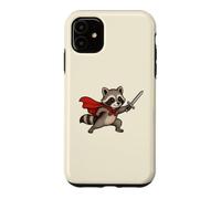 Cute Raccoon Knight with Sword and Cape Fantasy Adventure Case for iPhone 11