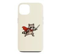 Cute Raccoon Knight with Sword and Cape Fantasy Adventure Case for iPhone 13