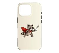 Cute Raccoon Knight with Sword and Cape Fantasy Adventure Case for iPhone 16 Pro