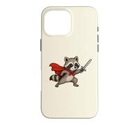 Cute Raccoon Knight with Sword and Cape Fantasy Adventure Case for iPhone 16 Pro Max