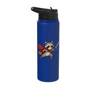 Cute Raccoon Knight with Sword and Cape Fantasy Adventure Stainless Steel Insulated Water Bottle