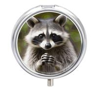 Cute Raccoon Pill Box, 3 Compartment Small Pill Case Waterproof Travel Pill Organizer for Pocket Or Purse Portable Mini Medicine Tablet Vitamin Holder Pill Case