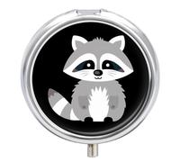 Cute Raccoon Pill Box 3 Compartment Small Portable Medicine Case Pill Organizer for Pocket Purse