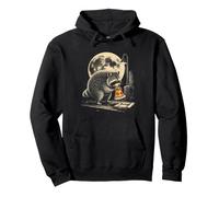 Cute Raccoon Pizza Night Snack Lovers Under Magic Full Moon Pullover Hoodie
