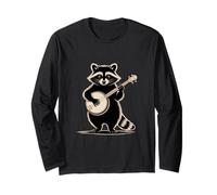 Cute Raccoon Playing Banjo Bluegrass Country Music Long Sleeve T-Shirt