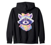 Cute Raccoon Portrait Animal Lover Graphic Pink Glasses Zip Hoodie
