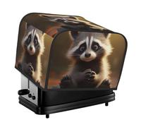 Cute Raccoon Print 4-Slice Toaster Cover Kitchen Accessory Appliance Protector Daily Use Waterproof
