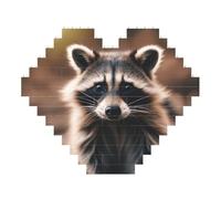 Cute Raccoon Print Art Brick Puzzle Heart Shaped DIY Building Blocks Set 3D Jigsaw Home Decor 53 Pieces