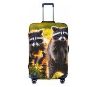 cute raccoon Print Decorative Travel Luggage Cover Concealed Zipper Suitcases Anti Scratch Dustproof, White, Medium